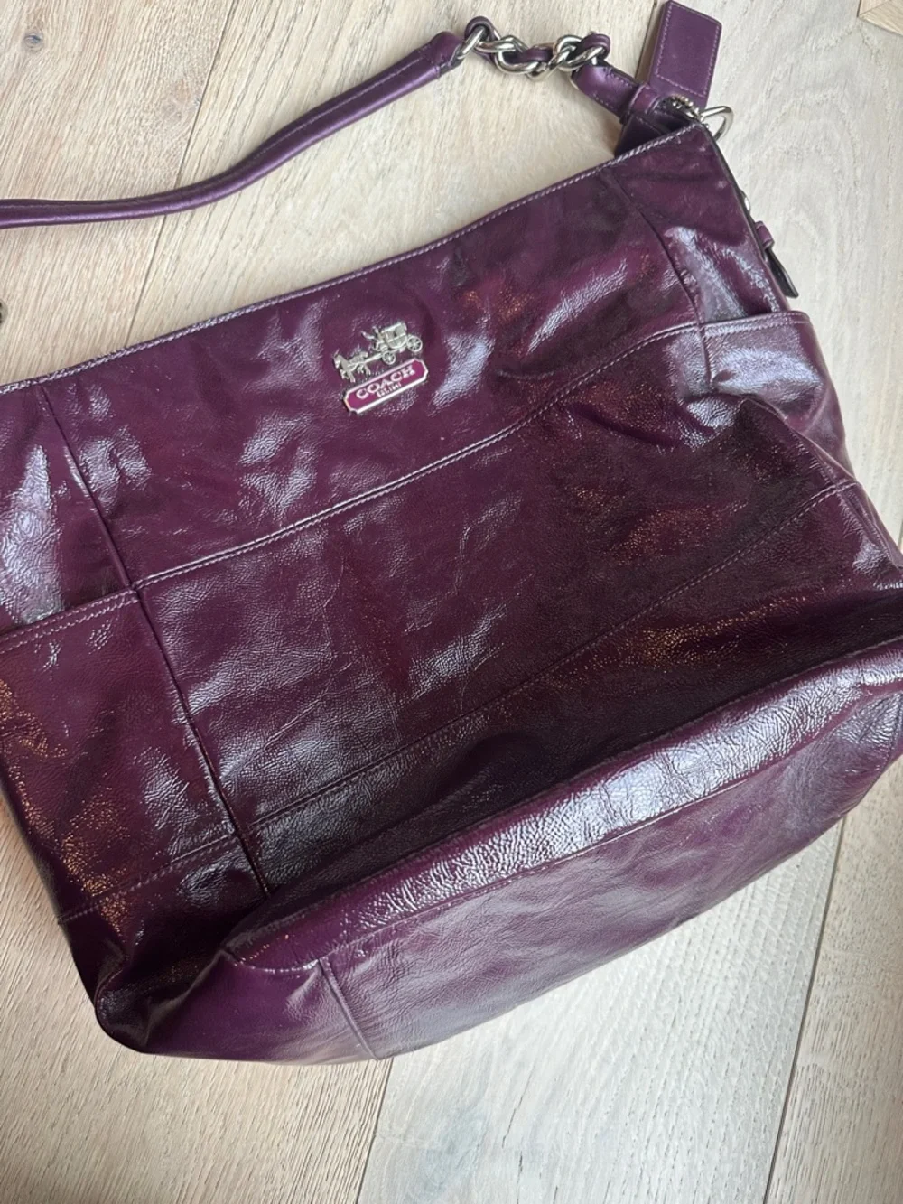 Coach Leather Shoulder Bag in Deep Plum - Picture 8 of 8